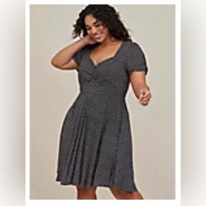 Polka dot challis skater dress